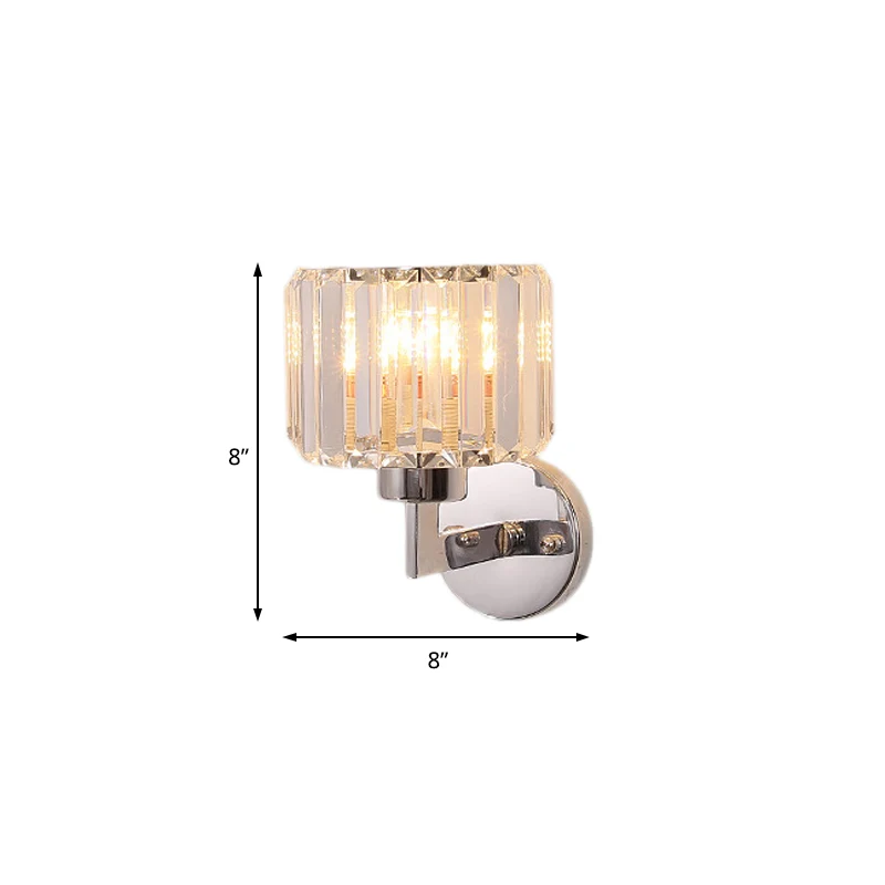 1 licht hal wandkandelaar licht modern chroom wandmontage licht met cilinder / vierkant driezijdige kristallen staafschadu...