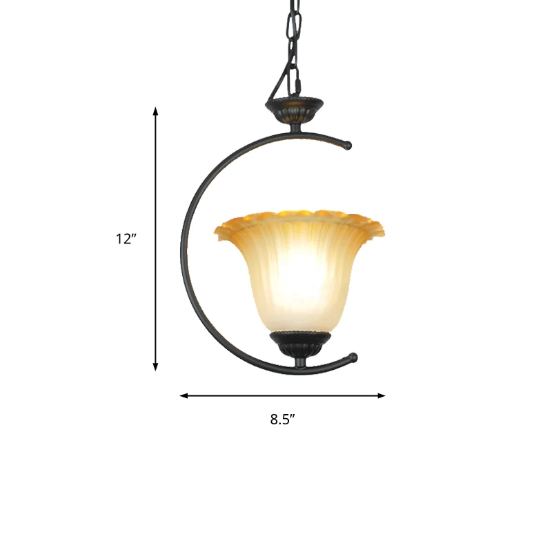 1 licht uitlopende hangende verlichtingsarmatuur Klassiek wit/zwart metalen hangend plafondlicht voor de woonkamer Clearhalo