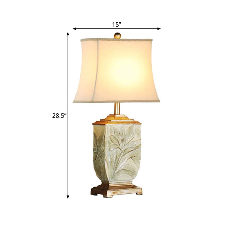 1 licht uitlopende schaduw tafellamp vintage stijl witte stof bureaulamp voor logeerkamer Clearhalo