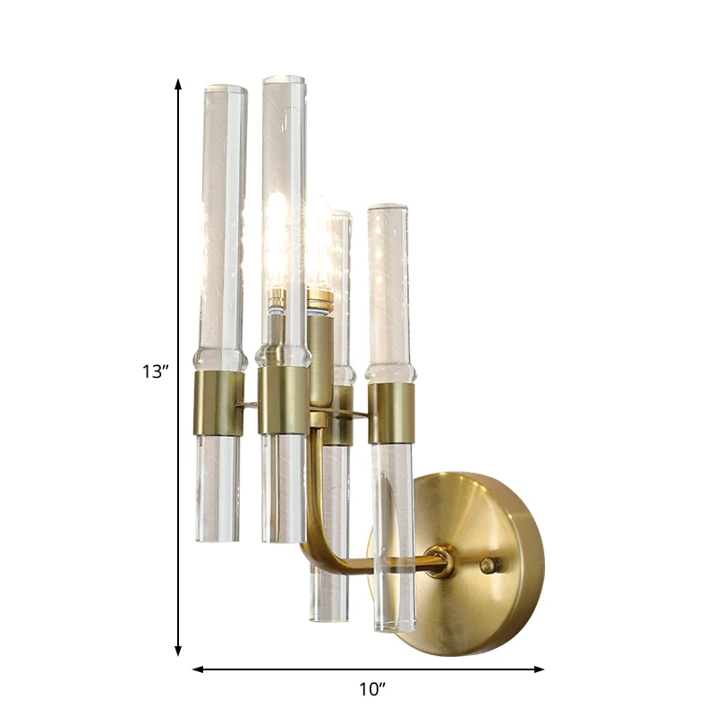 1 lichtarmige wandkandelaar moderne metalen wandlamp met helder kristallen pijp gouden afwerking voor gang Clearhalo