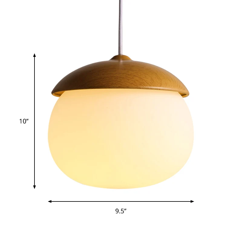 1 lichte nootvormige hanglamp Japanse stijl glas en hout hanglamp wit voor winkel Clearhalo
