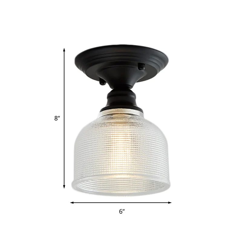 Eén lichte semi-inbouw vintage getextureerde glazen schuur/koepel/golvende woonkamer plafondverlichting helder Clearhalo