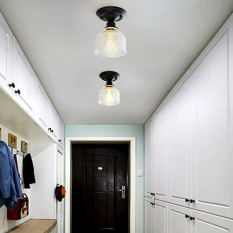 Eén lichte semi-inbouw vintage getextureerde glazen schuur/koepel/golvende woonkamer plafondverlichting helder Clearhalo