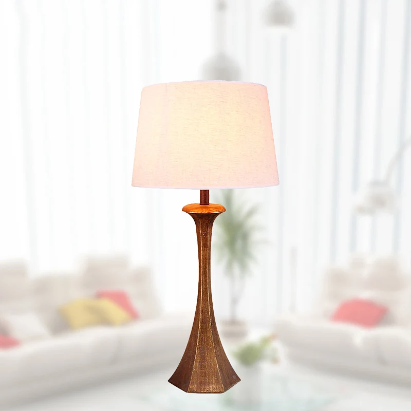 1 lichte stoffen tafellamp vintage witte conische woonkamerleeslamp met ronde harsbasis Clearhalo