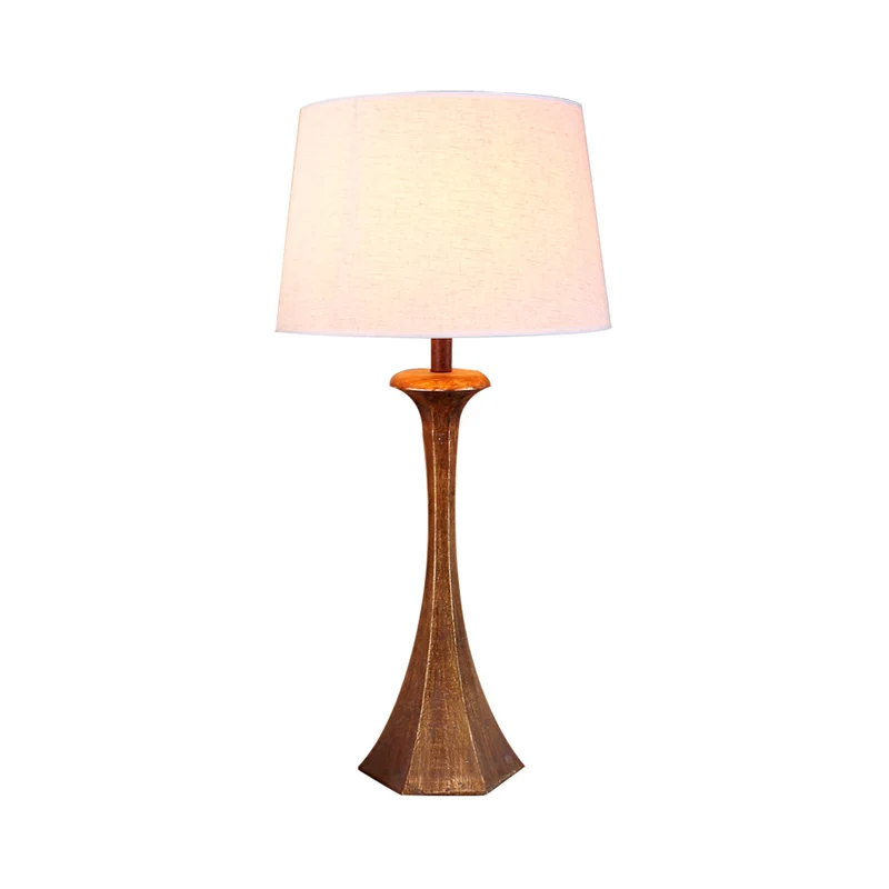 1 lichte stoffen tafellamp vintage witte conische woonkamerleeslamp met ronde harsbasis Clearhalo