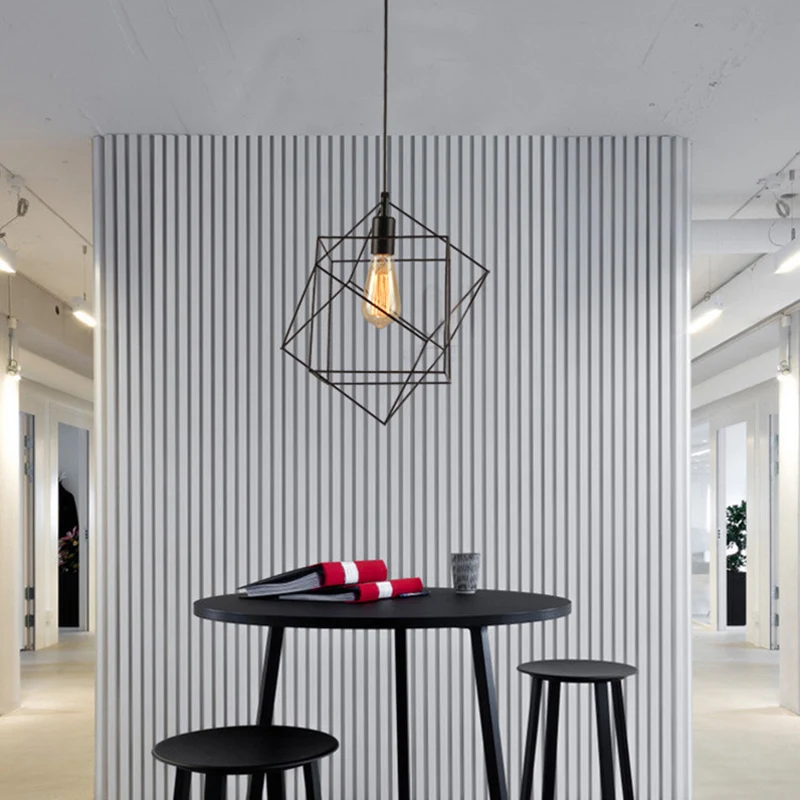 1 lichte structurele kubieke hanglamp industriële zwarte metalen hanglamp voor eetkamer Clearhalo