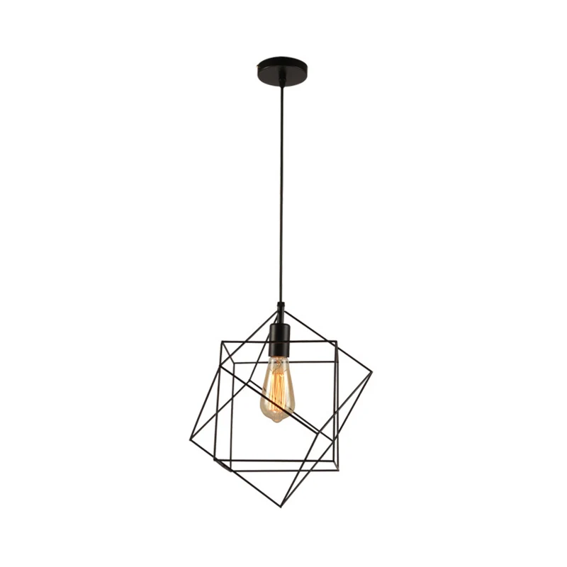 1 lichte structurele kubieke hanglamp industriële zwarte metalen hanglamp voor eetkamer Clearhalo