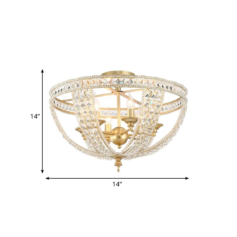 3/4 lichten Crystal Strand semi-gemonteerde verlichting traditionele gouden afwerking mand slaapkamer plafondlamp, 14"/18"...