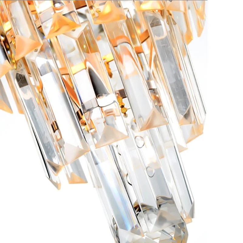 3/7 lichten eetkamer plafondlamp met gelaagde kristallen kap moderne gouden kroonluchter licht, 18"/19,5" breed Clearhalo