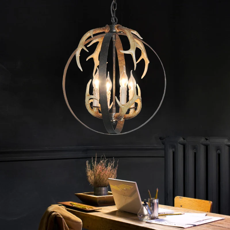 4/8 lichten metalen kroonluchter verlichting vintage roest ronde eetkamer hangende plafondarmatuur Clearhalo