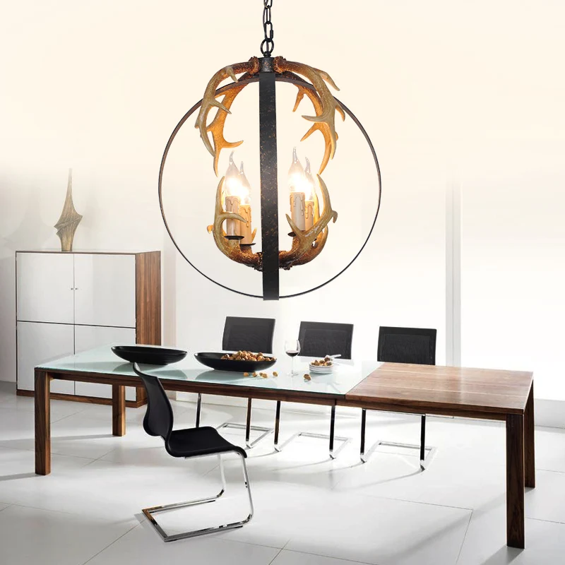 4/8 lichten metalen kroonluchter verlichting vintage roest ronde eetkamer hangende plafondarmatuur Clearhalo