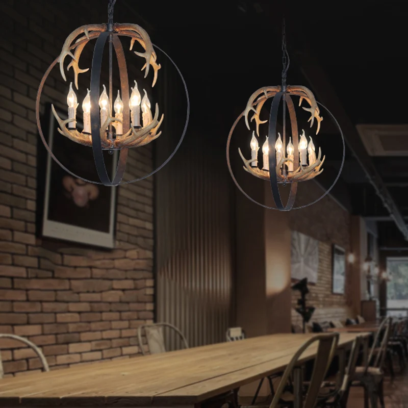 4/8 lichten metalen kroonluchter verlichting vintage roest ronde eetkamer hangende plafondarmatuur Clearhalo