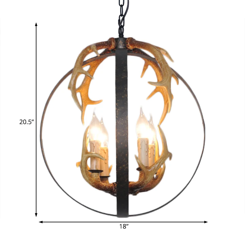 4/8 lichten metalen kroonluchter verlichting vintage roest ronde eetkamer hangende plafondarmatuur Clearhalo
