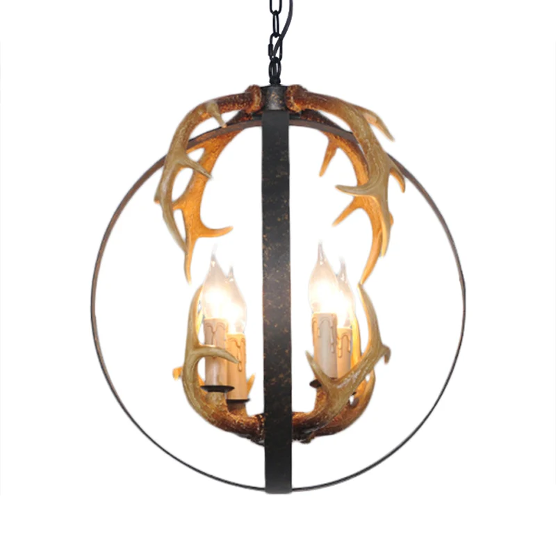 4/8 lichten metalen kroonluchter verlichting vintage roest ronde eetkamer hangende plafondarmatuur Clearhalo