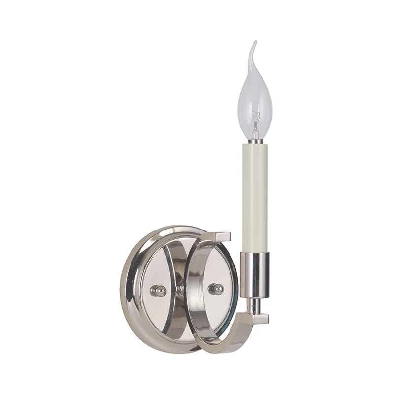 1/4 lichtmetalen schanslamp, traditionele zilveren slaapkamerwandlamp kaarsstijl Clearhalo