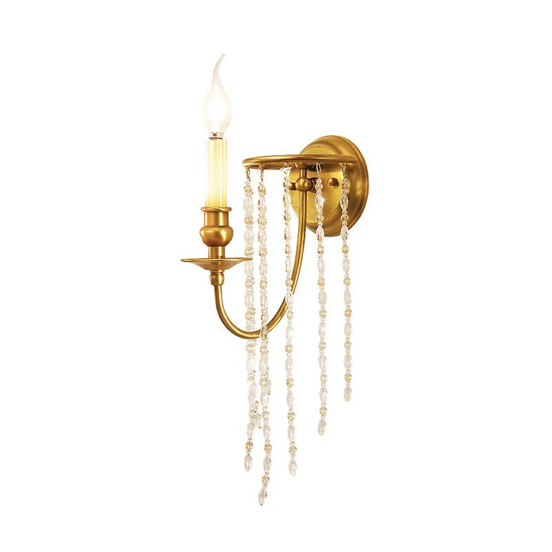 1/2 lichts gangwandlamp moderne gouden schanslamp met metalen kaarsontwerp en kristallen stranddecoratie Clearhalo