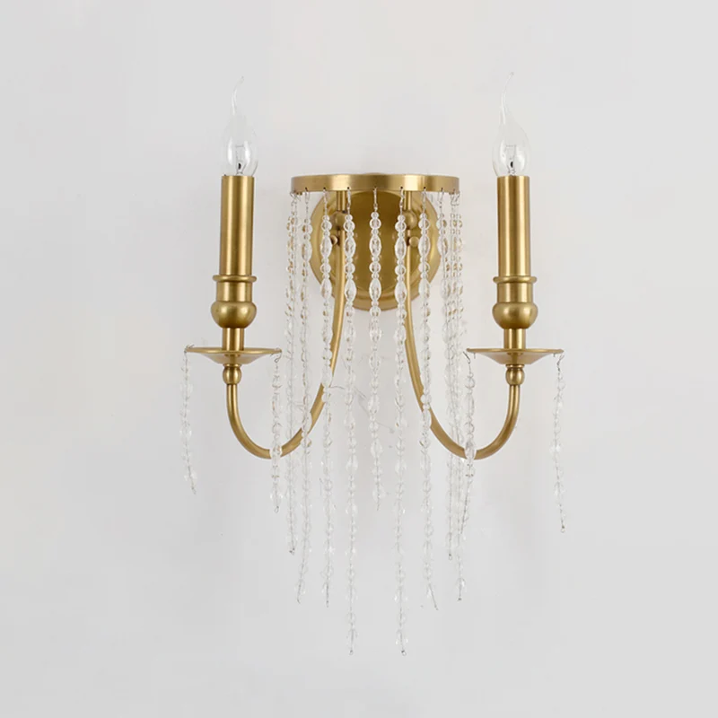1/2 lichts gangwandlamp moderne gouden schanslamp met metalen kaarsontwerp en kristallen stranddecoratie Clearhalo