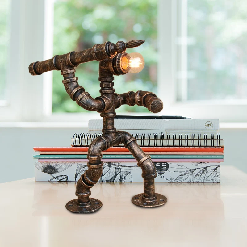 1 Lichttafelverlichting met Pijpman en Kale Lamp Smeedijzeren Vintage Staande Lamp Brons Clearhalo