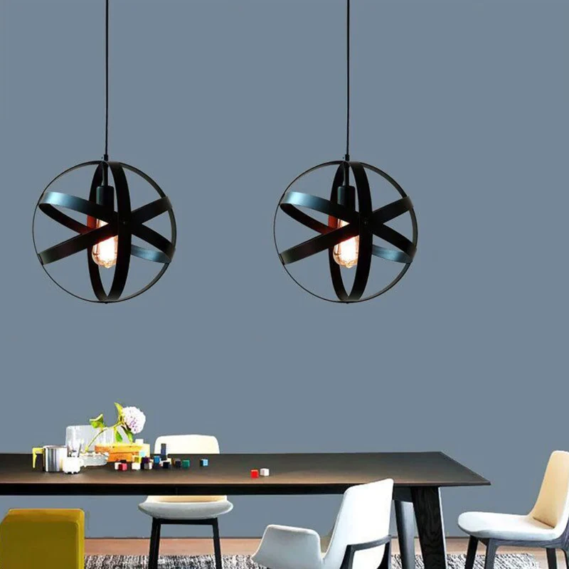 1 Light Cage Globe Hanglamp Industriële metalen plafondlamp met ophangkoord voor restaurant Clearhalo