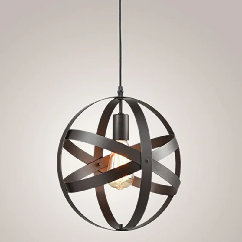1 Light Cage Globe Hanglamp Industriële metalen plafondlamp met ophangkoord voor restaurant Clearhalo