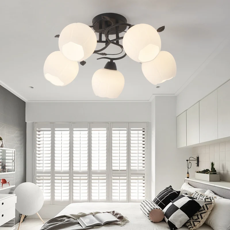 1 Light Globe Semi-inbouwlamp Traditioneel wit glazen plafondgemonteerd armatuur voor woonkamer Clearhalo