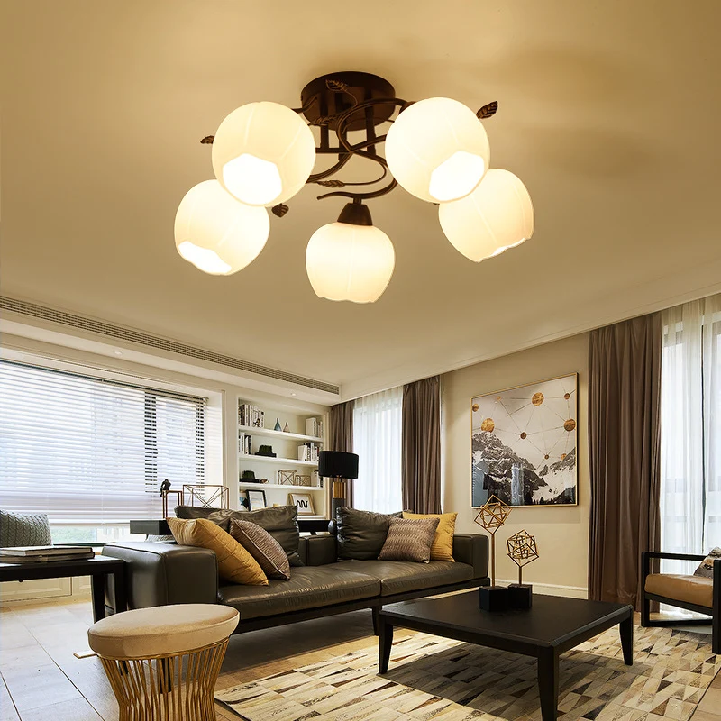 1 Light Globe Semi-inbouwlamp Traditioneel wit glazen plafondgemonteerd armatuur voor woonkamer Clearhalo