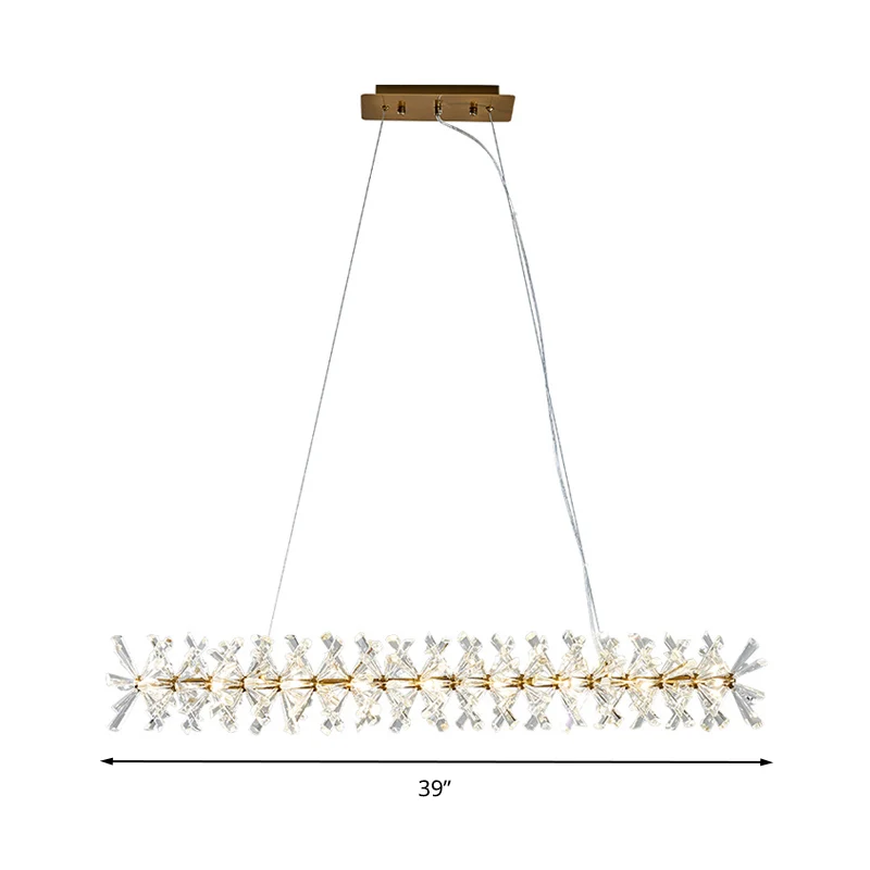 Lineaire eilandlamp Hedendaags helder kristal 16-lichts hanglampset voor woonkamer Clearhalo