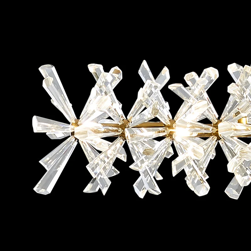 Lineaire eilandlamp Hedendaags helder kristal 16-lichts hanglampset voor woonkamer Clearhalo