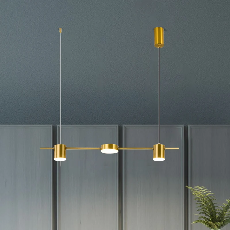 Lineaire metalen kroonluchterlamp Moderne 3/5-kops zwart/gouden hanglamp met draaibare kap, warm/wit licht Clearhalo
