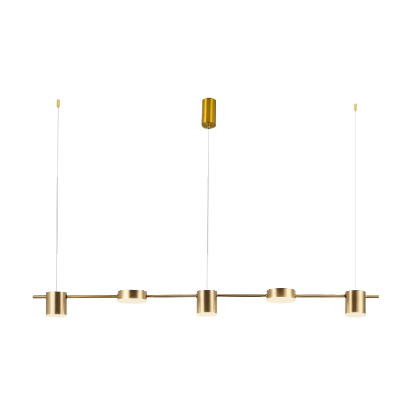 Lineaire metalen kroonluchterlamp Moderne 3/5-kops zwart/gouden hanglamp met draaibare kap, warm/wit licht Clearhalo
