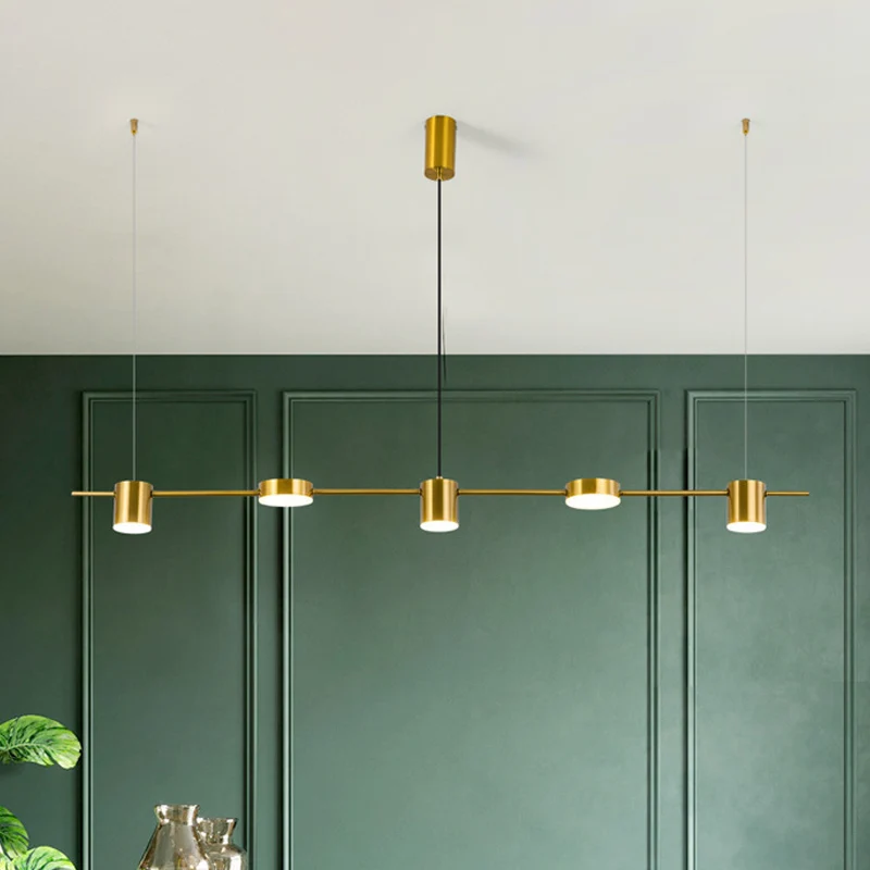 Lineaire metalen kroonluchterlamp Moderne 3/5-kops zwart/gouden hanglamp met draaibare kap, warm/wit licht Clearhalo