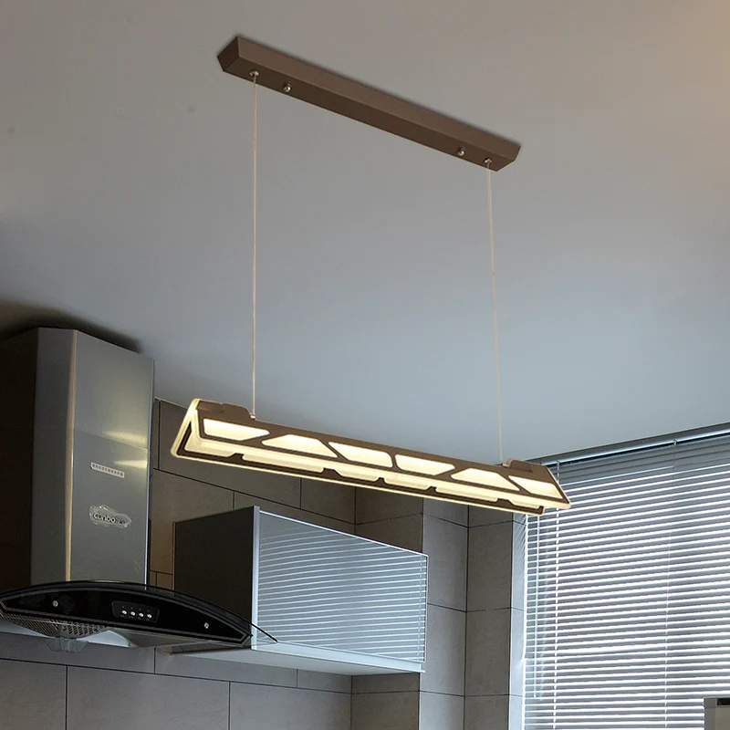 Lineaire Office Drop-hanger acryl LED moderne hangende plafondlamp wit/bruin, 91,5 cm breed Clearhalo