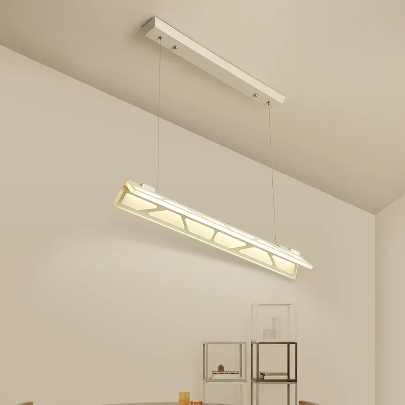 Lineaire Office Drop-hanger acryl LED moderne hangende plafondlamp wit/bruin, 91,5 cm breed Clearhalo