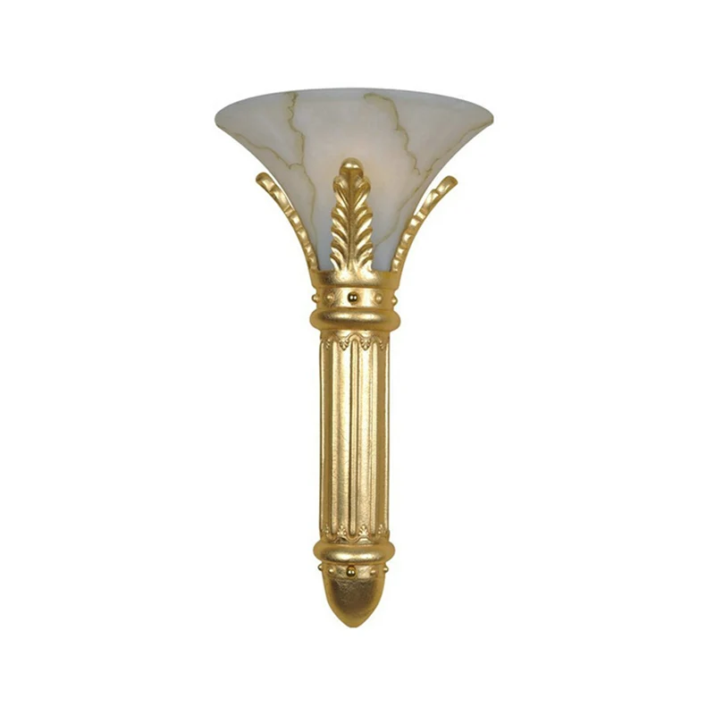 Lodge Style Bell wandlamp 1 lamp wit glas en hars wandkandelaar goud voor slaapkamer Clearhalo