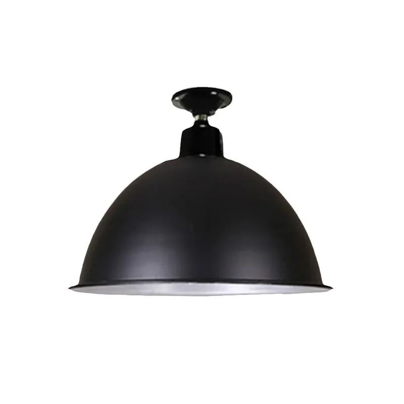 Loft-stijl koepelplafondverlichting 1 kop metalen semi-inbouwlamp zwart voor eetkamer, 12"/14" breedte Clearhalo
