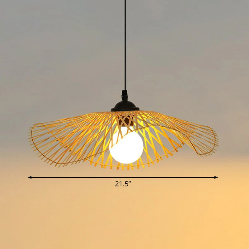 Lotusblad hal plafond hanglamp bamboe 1-lichts Chinese stijl hanglamp hout Clearhalo