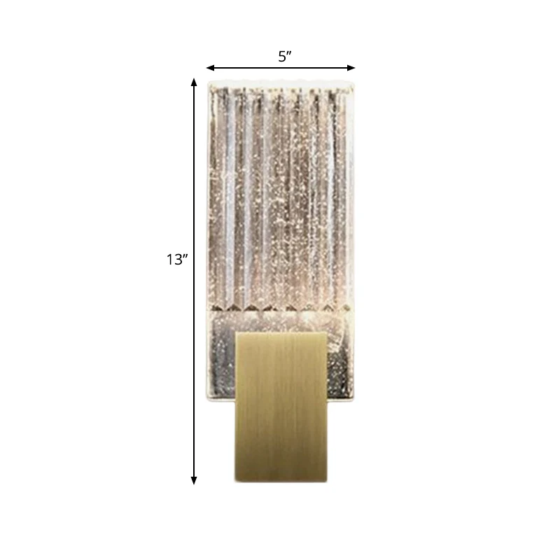 Louche glazen rechthoekige wandverlichtingsarmatuur Loft LED geïntegreerde verzonken wandkandelaar messing Clearhalo