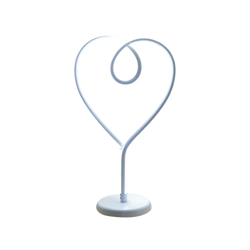 Loving Heart Nachtverlichting Eenvoudige metalen wit/gouden LED-bureaulamp met rond voetstuk warm/wit licht voor slaapkame...