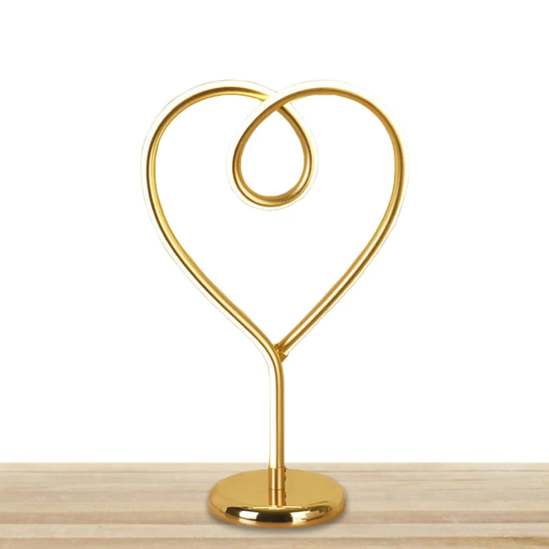 Loving Heart Nachtverlichting Eenvoudige metalen wit/gouden LED-bureaulamp met rond voetstuk warm/wit licht voor slaapkame...