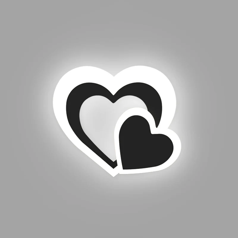 Loving Heart Sconce Lighting Nordic acryl LED zwarte wandgemonteerde lamparmatuur voor woonkamer Clearhalo