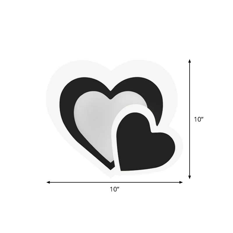 Loving Heart Sconce Lighting Nordic acryl LED zwarte wandgemonteerde lamparmatuur voor woonkamer Clearhalo