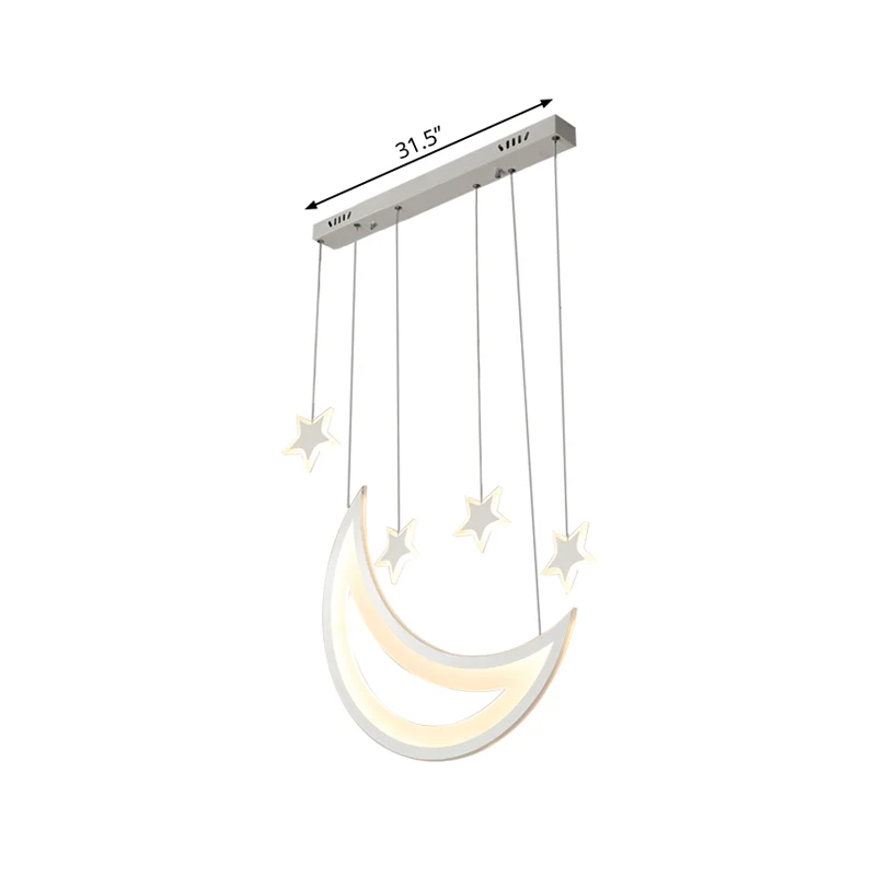 Maan en sterren plafondlamp moderne acryl LED 5/9 lampen eetkamer eilandhanger boven tafel warm/wit licht Clearhalo