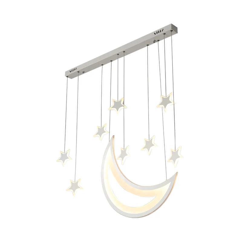 Maan en sterren plafondlamp moderne acryl LED 5/9 lampen eetkamer eilandhanger boven tafel warm/wit licht Clearhalo
