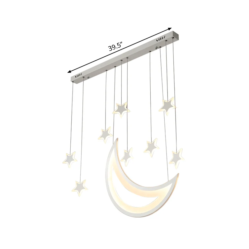 Maan en sterren plafondlamp moderne acryl LED 5/9 lampen eetkamer eilandhanger boven tafel warm/wit licht Clearhalo