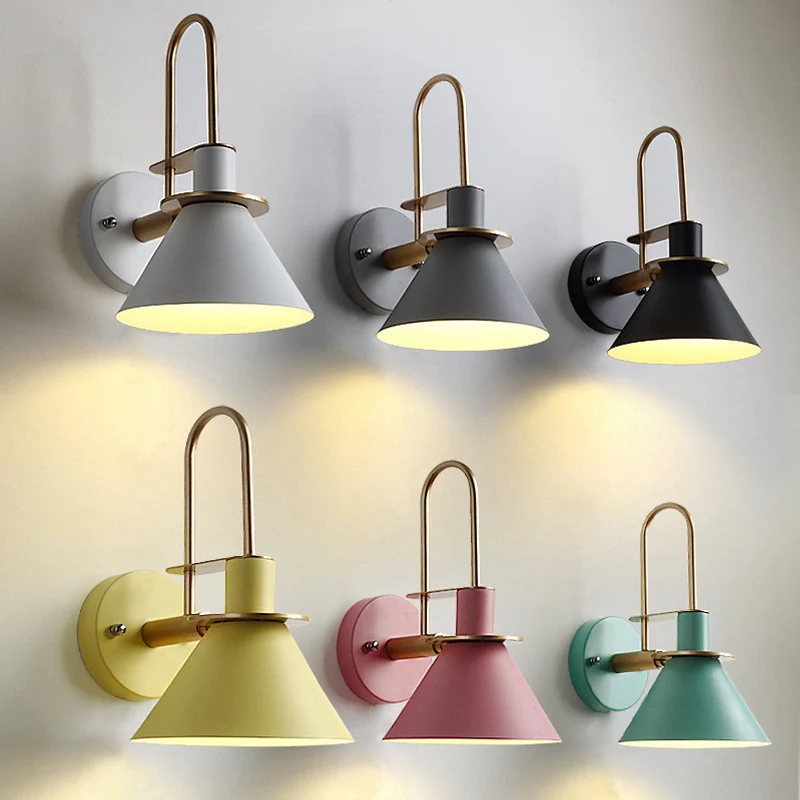 Macaron 1-kops wandlamp, bugelvormige wandlamp met metalen kap voor slaapkamer Clearhalo