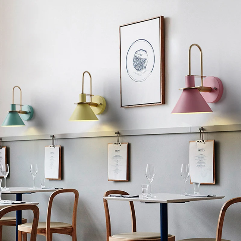 Macaron 1-kops wandlamp, bugelvormige wandlamp met metalen kap voor slaapkamer Clearhalo