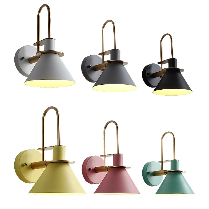 Macaron 1-kops wandlamp, bugelvormige wandlamp met metalen kap voor slaapkamer Clearhalo