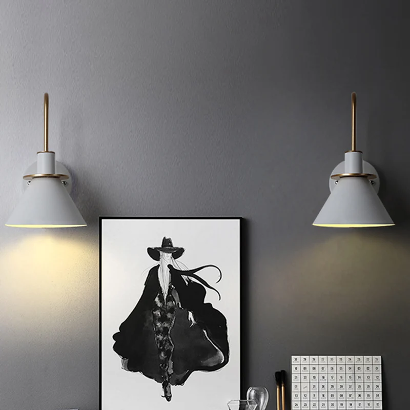 Macaron 1-kops wandlamp, bugelvormige wandlamp met metalen kap voor slaapkamer Clearhalo
