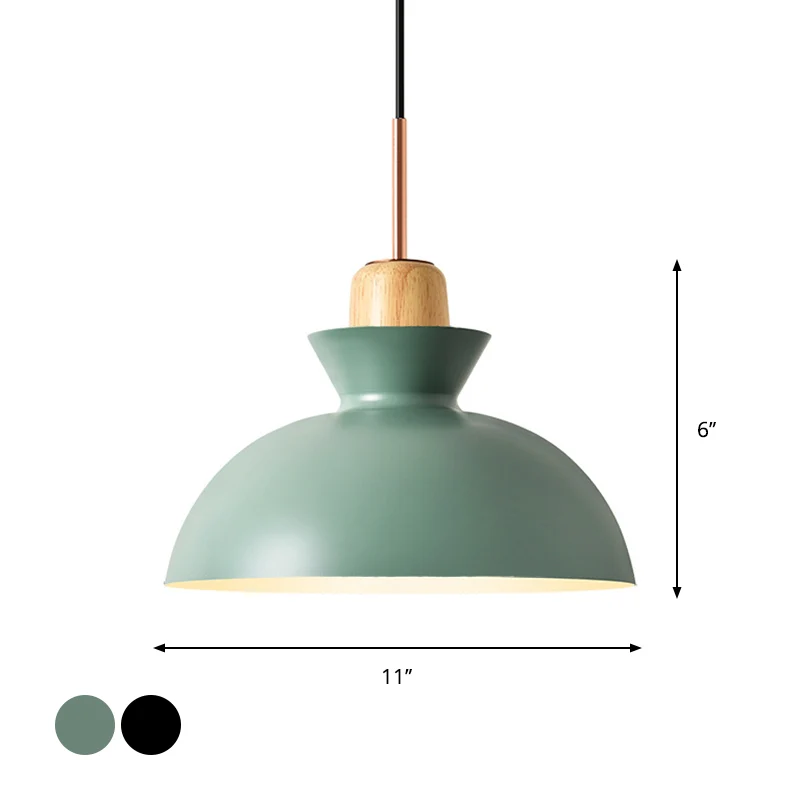 Macaron 1-lichts hanglamp roze/wit/zwart kegel/kom/bel hangende plafondlamp met ijzeren kap en houten kurk Clearhalo