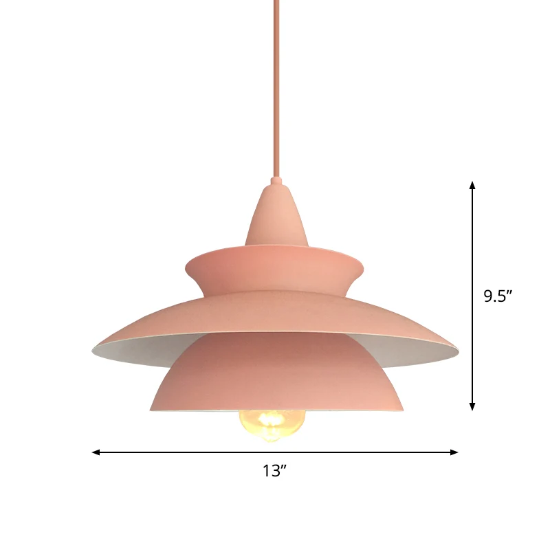 Macaron 3-laags ijzeren hanglamp 1-lichts hangende plafondlamp roze boven tafel Clearhalo
